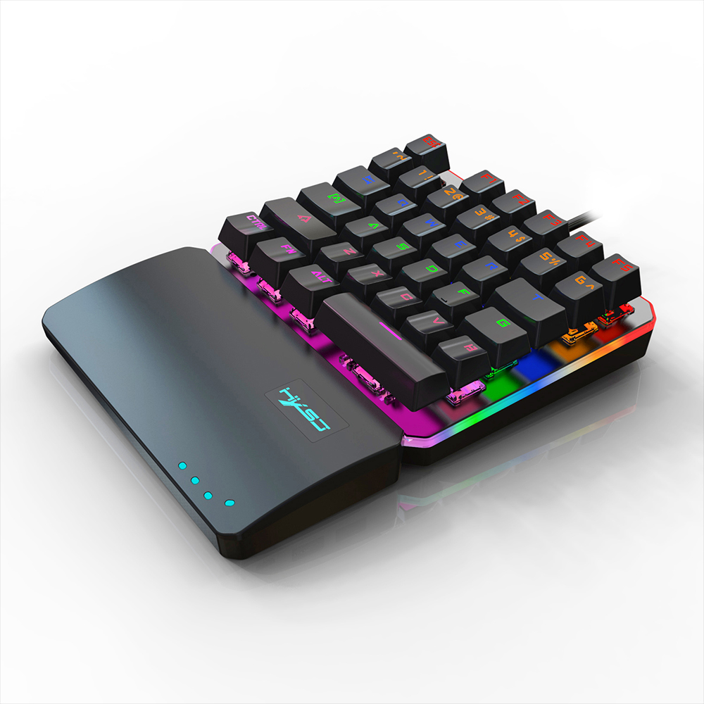 HXSJ V200+J800 Combo J800 Wired Gaming Mouse 7-key Macro Programming Mice & V200 Blue Switch One-handed Mechanical Keyboard Set Adjustable DPI Colorful RGB Light Effect. 