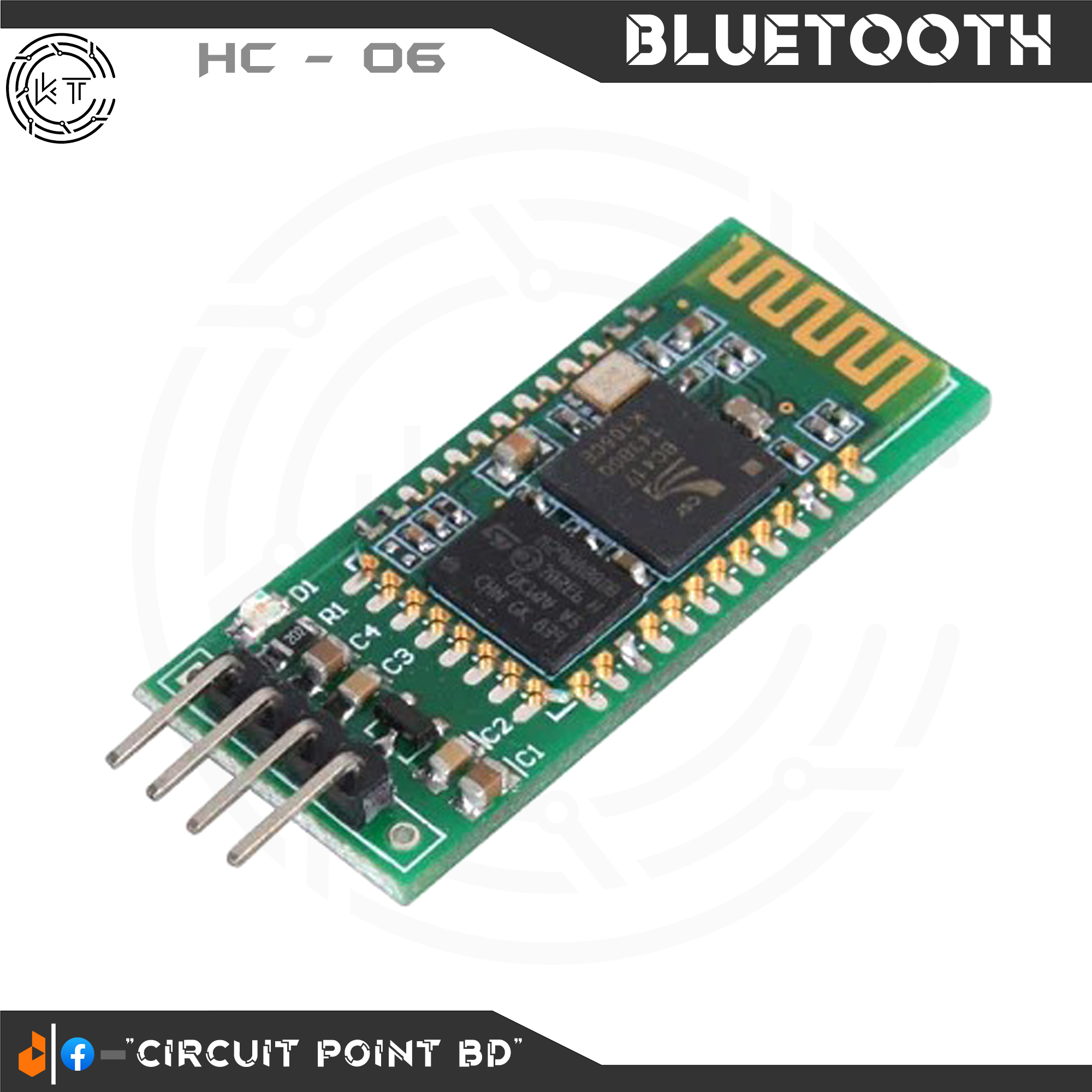 Bluetooth Module HC-06 Integrated Wireless Bluetooth Adapters Module Serial Port 4 Pin HC06 Master-slave Board For Arduino and Electronics Project.. 