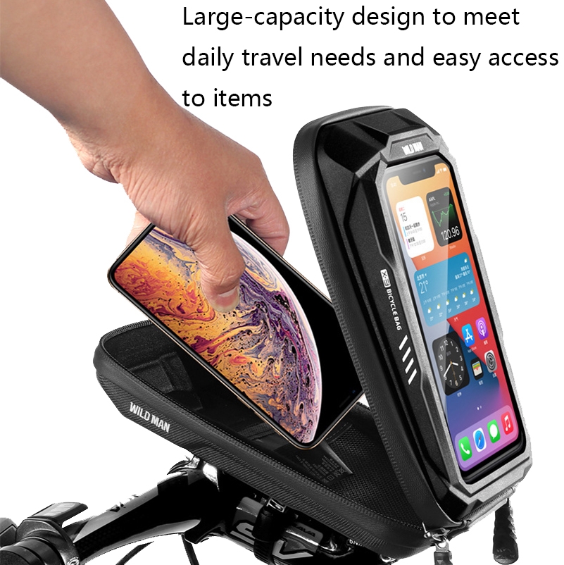 (New)WILD MAN X3 0.5L EVA Hard Shell Bicycle Touch Screen Phone Bag. 
