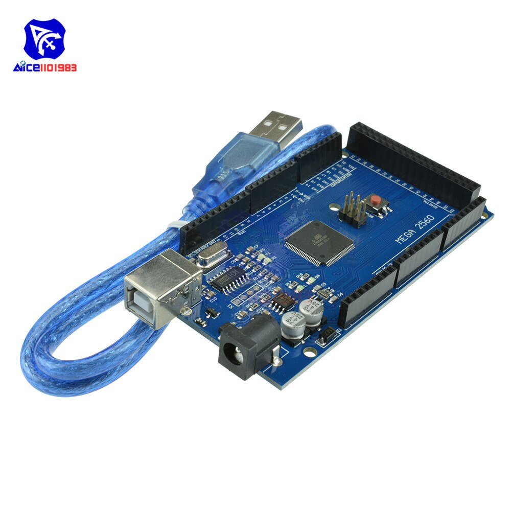 【happy one】Mega 2560 R3 Mega2560 REV3 Atmega2560-16AU CH340G Driver Board Module 5V 16MHz 256KB Memory with USB Type B Cable for Arduino. 
