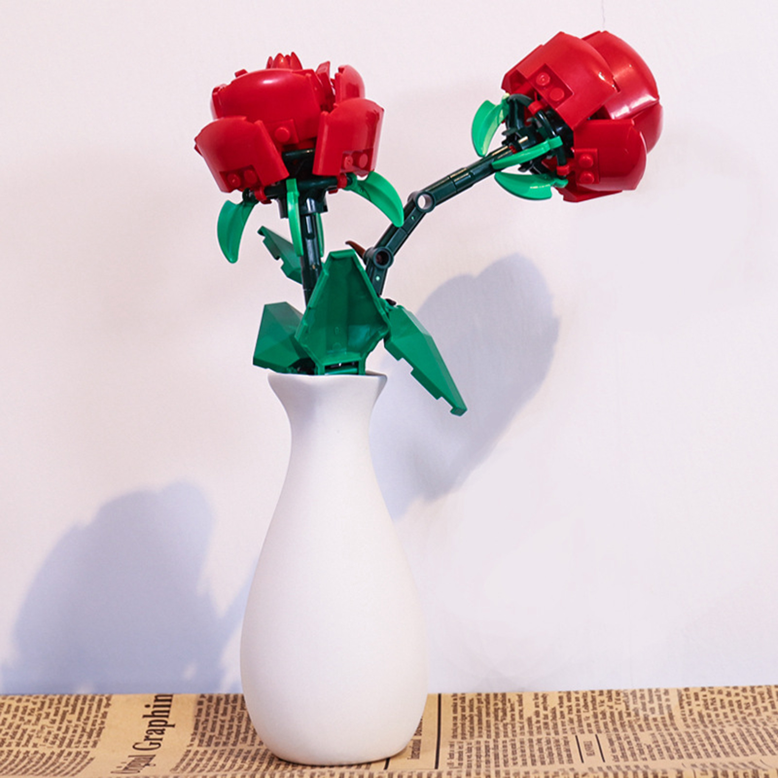 1 Set Building Block Rose High Simulation DIY Easily Install Rose Flower Bouquet Building Blocks Romantic Kit for Christmas Gift. 
