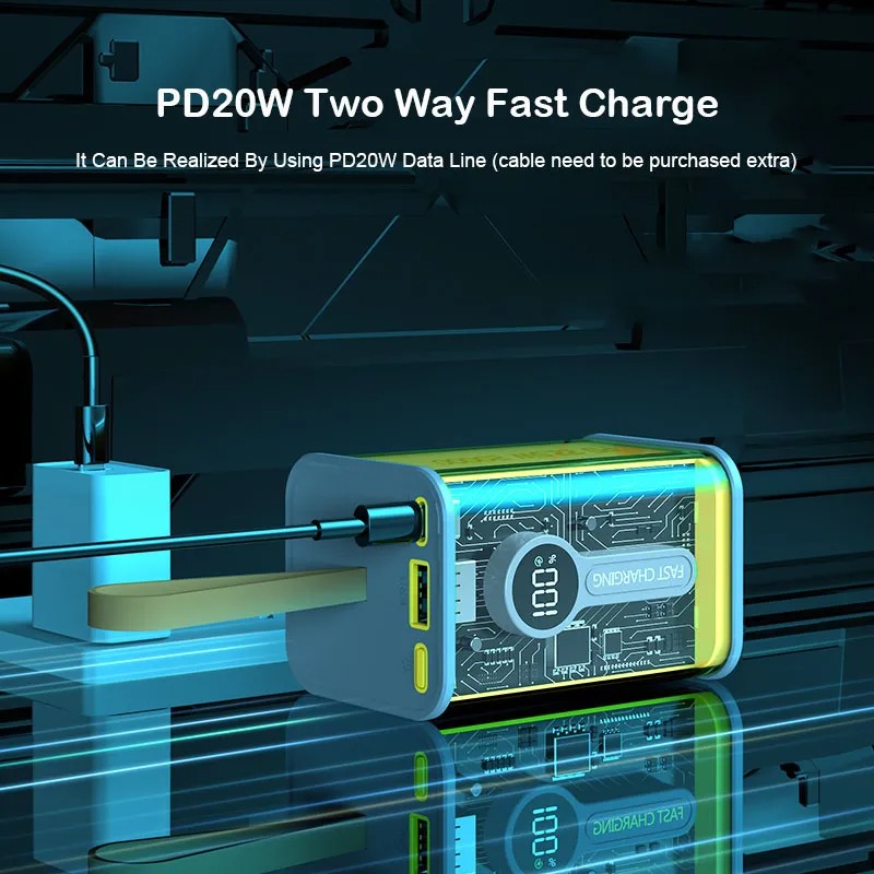 PD22.5W 4 battery Nothing Power Bank Case Transparent Power Bank Fast Charging External Battery for Mobile and others Battery Charger (Without Battery). 