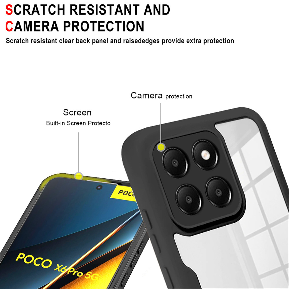 360° Full Body Screen Protector Phone Cases For Poco X6 X5 X4 X3 Pro M3 M4 M6 F5 Pro F3 Shockproof Case For Poco X6 Pro 5G Cover. 