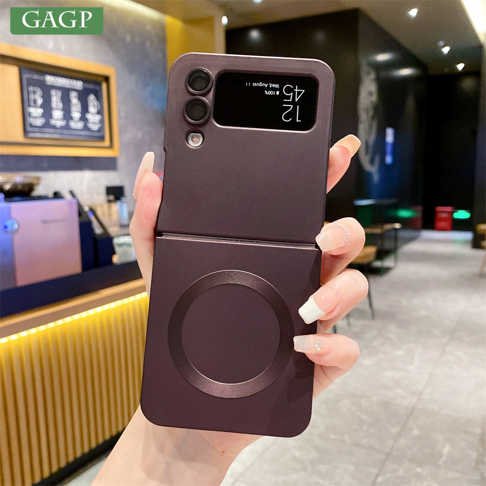 Z Flip 4 5 Case Luxury Wireless Charge Soft Silicon Magsafe Case For Samsung Galaxy Z Flip 3 4 5 Ultra Thin Mat Shockproof Cover