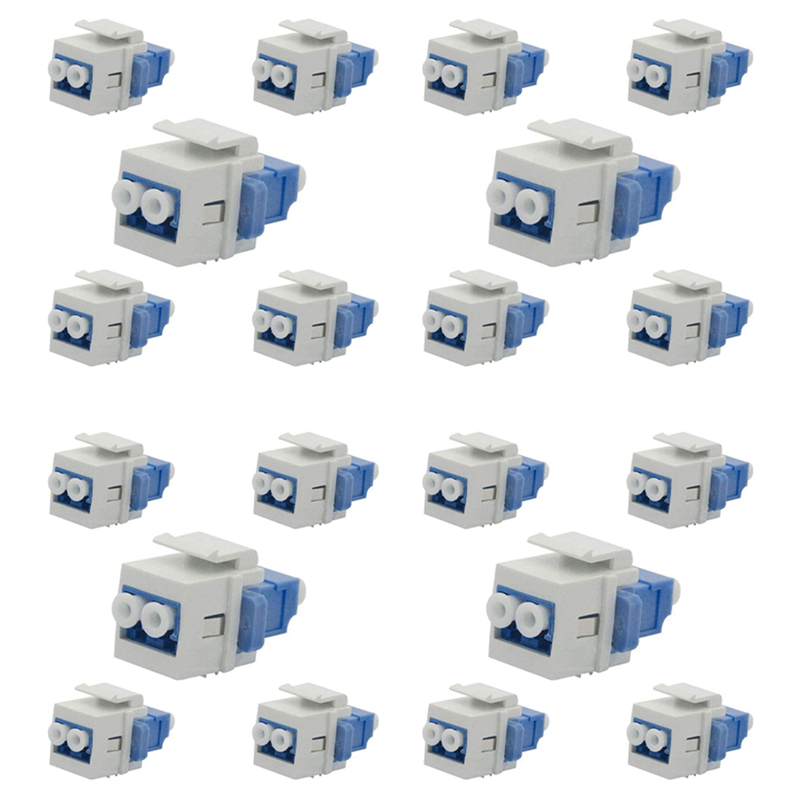 4X LC Fiber Optic Adapter LC to LC Duplex Multimode 10GB F/F Keystone Coupler for Wall Plates, Patch Panels
