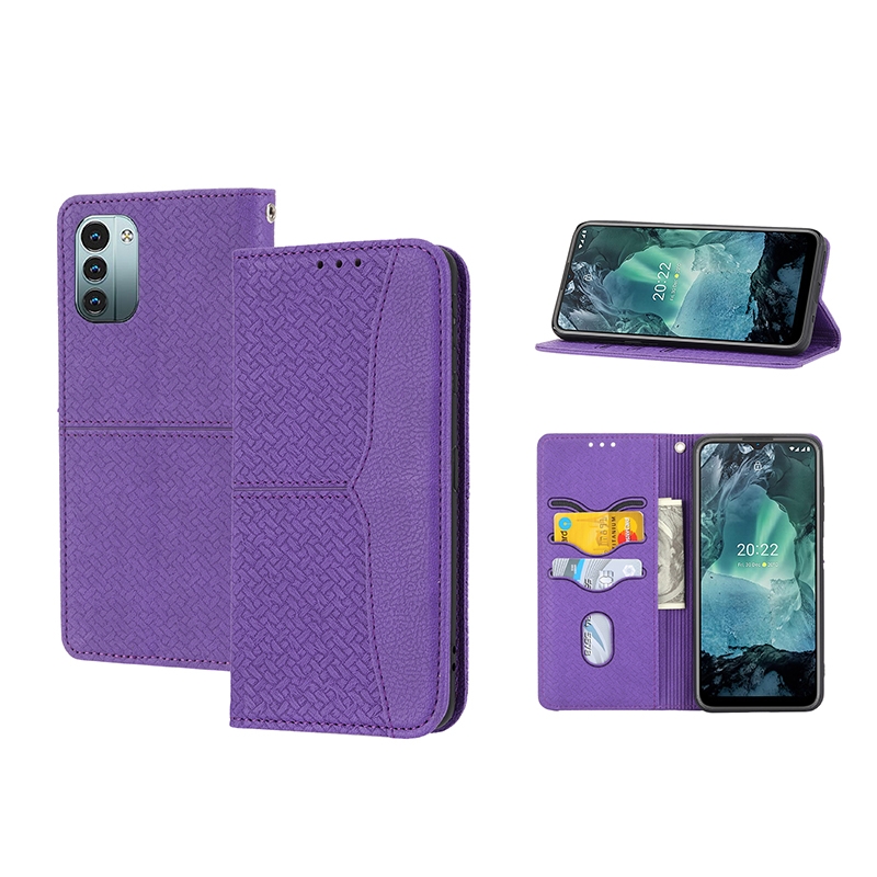 (New)For Nokia G21 / G11 Woven Texture Stitching Magnetic PU Leather Phone Case