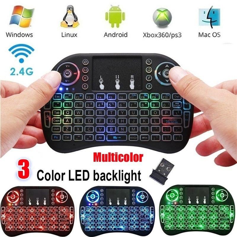 3Color Backlit i8 Mini Wireless Keyboard Portuguese Keyboard Air Mouse with Touchpad for Android TV Box Mini PC IPTV X96 H96. 