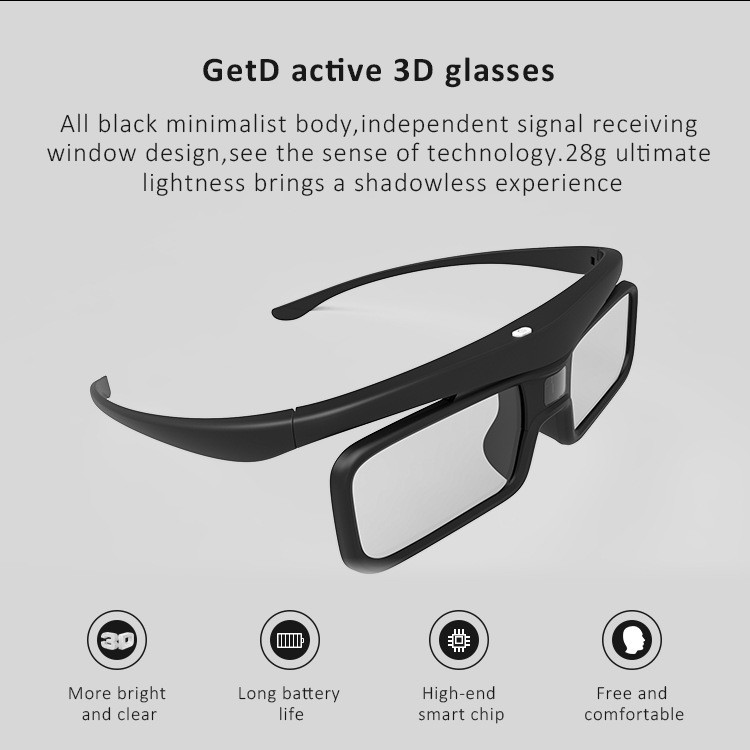 DLP-link active shutter 3D glasses are suitable for projectors such as JMGO Optoma, XGIMI and Acer. 