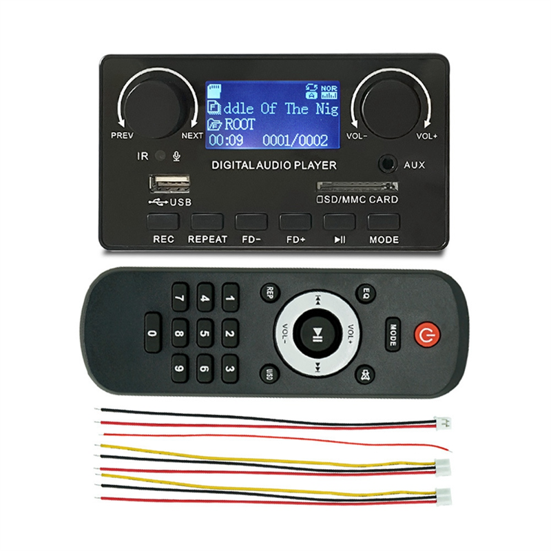 FORIDE LCD Display Bluetooth 5.0 MP3 Decoder Board Support Handsfree Recording FM DC 12V MP3 WMA WAV APE FLAC Audio Player