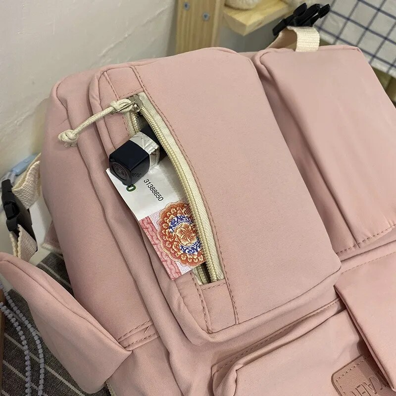 Large Capacity Canvas Black Backpack Light Simple Travel Bag Canvas Backpack Student School Bag Canvas Student Zipper Backpack. 