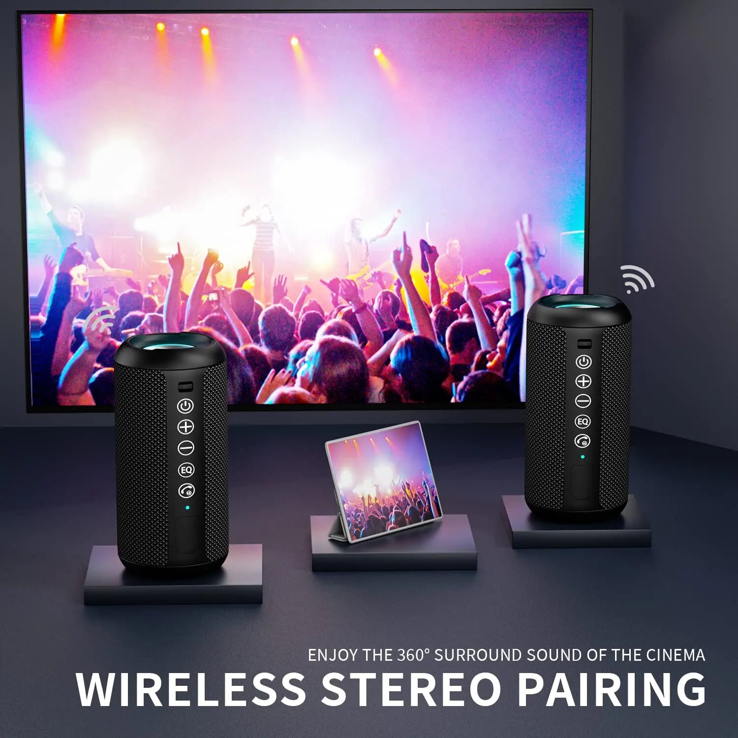 Ortizan Portable IPX7 Waterproof Wireless Bluetooth Speaker with 24W Loud Stereo Sound, Outdoor Speaker, 30H Playtime, Black. 