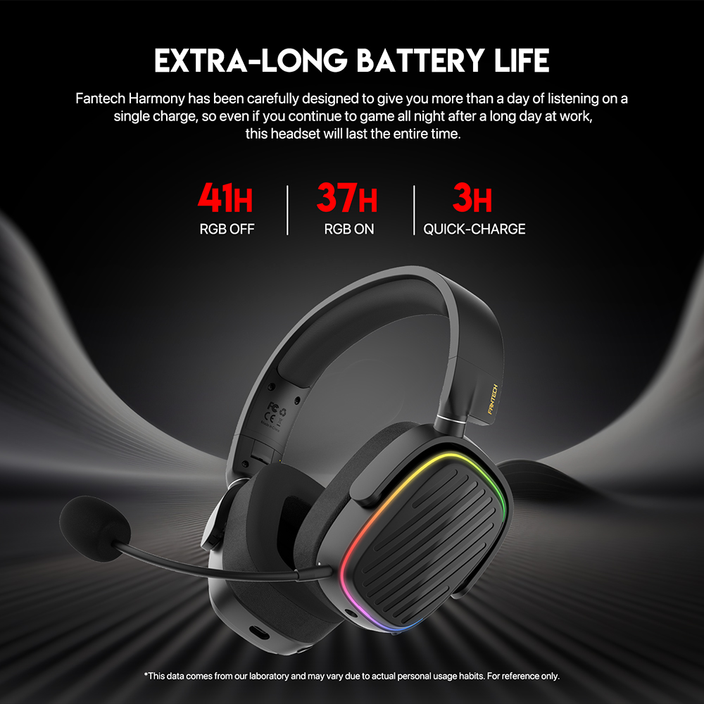 FANTECH WHG02 Harmony Wireless Headset Tri-mode Connections With Noise Cancellation & Mute Buttons Microphone Headphones. 