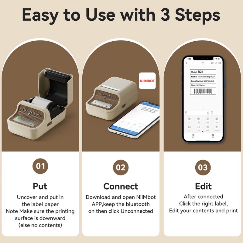 Niimbot Mini Portable Thermal Printer Self-adhesive Label Printer For Stickers Niimbot B21 B1 Label Maker Printer Without Ink. 