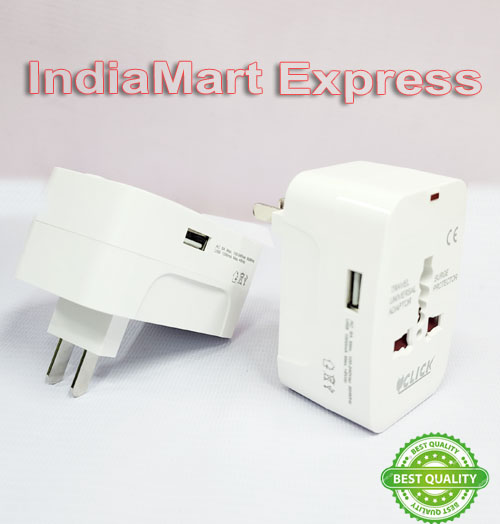 Click, 1 USB Port World Travel AC Power Charger Universal Plug Adapter, US Plug to UK/US/AU/EU/CA converter Dual-Purpose. 