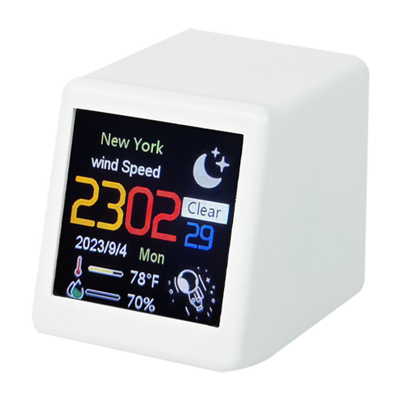 Smart WIFI Weather Station Clock DIY Cute GIF Animations Desktop Decoration Electronic Album Function MINI Clock E Easy Install Easy to Use. 