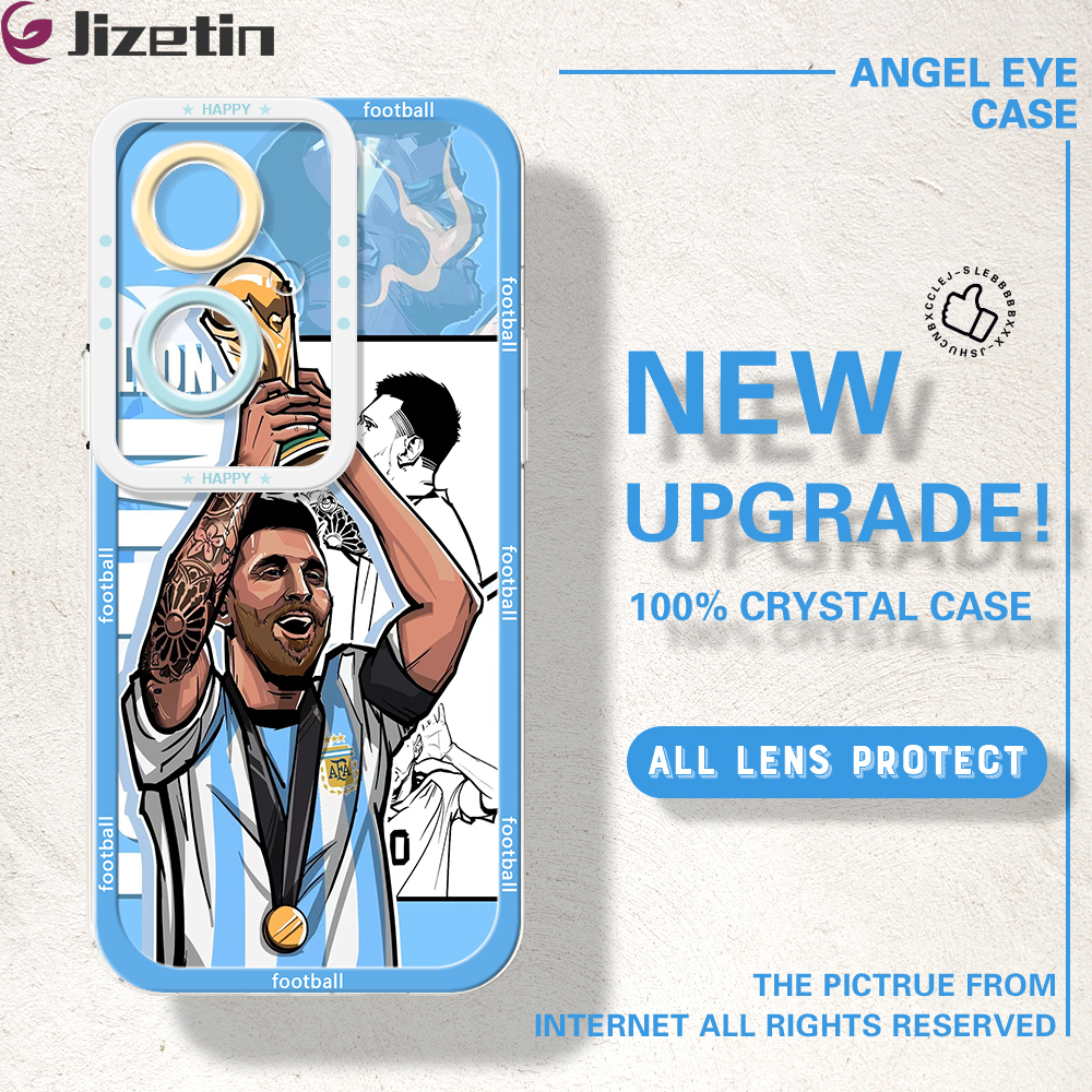 Jizetin for OPPO Reno11 F 5G Back Cover Crystal Transparent Messi Star Soft Full Camera Cover Protection Phone Cases