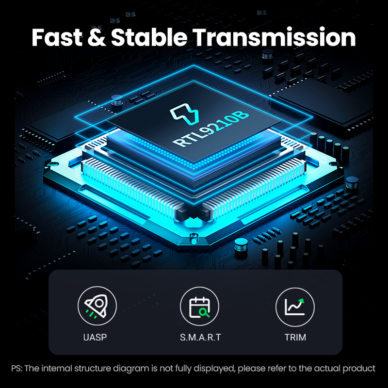 UGREEN M.2 NVMe SATA SSD Enclosure Adapter, Dual Protocol 10Gbps USB 3.2 Gen2, USB C External Enclosure Supports M and B&M Keys and Size 2230 /2242 /2260 /2280 SSDs. 