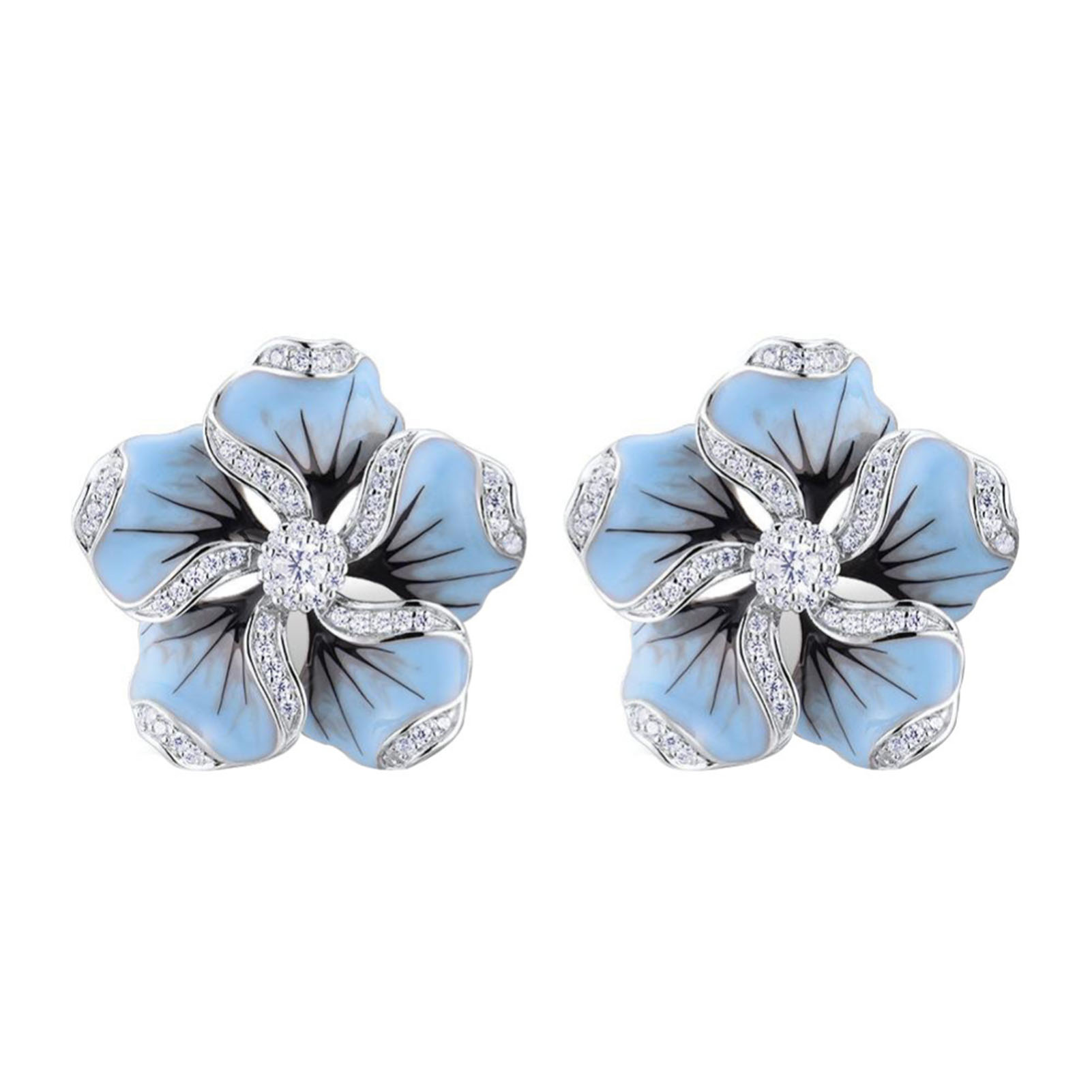 Earrings Flower Design Hypoallergenic Alloy Cubic Zircon Earrings for Daily Life