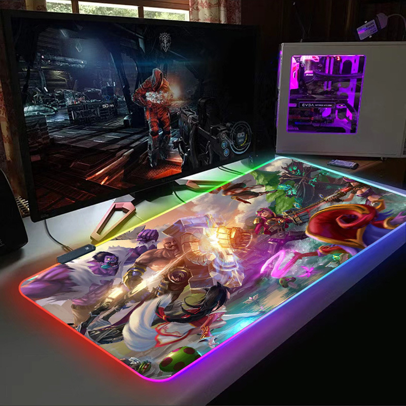 Luminous mouse pad, oversized RGB gaming keyboard pad, thickened office desk pad, LED dazzling large size. 