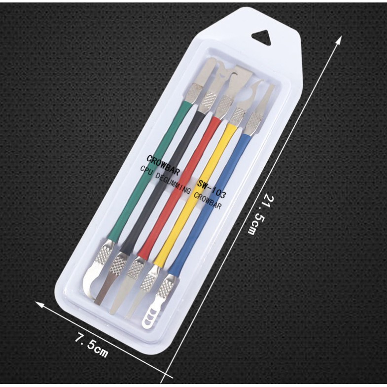 CROWBAR 5 In 1 SW-103 Crowbar Opening Tools Universal Dual End Tool Boot Stick Crowbar Crank-Shaped Blade Wire Winder Nail Puller Opener Tools For Mobile CPU Degumming Home Appliance Disassembling LCD Touch Screen Repairing Tool. 