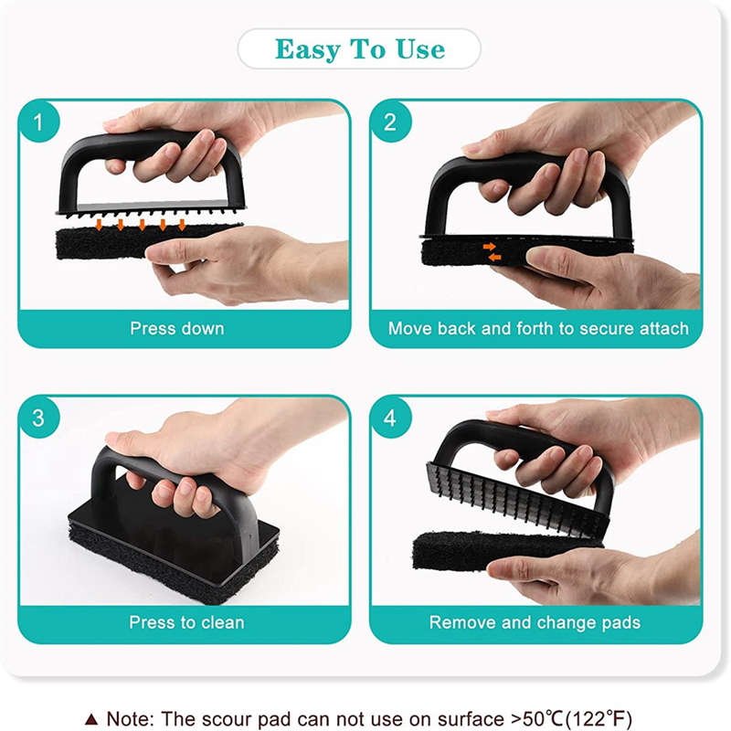 1Set Blackstone Griddle Cleaning Kit Flat Top Scouring Pads Non Scratch Griddle Scrubber Cleaning Pad Stainless Steel with 6In Grill Scraper. 
