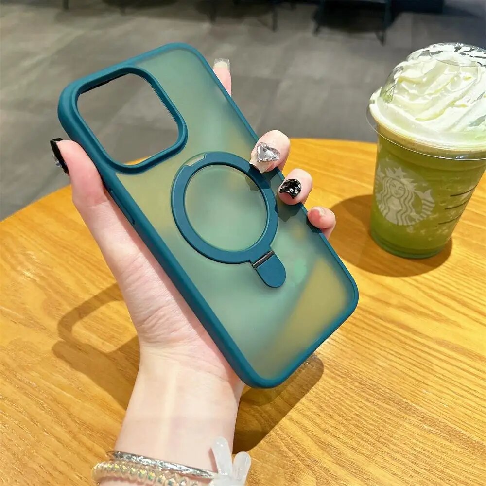 HOCE Magnetic Kickstand Phone Cases For iPhone 11 12 13 14 15 16 Pro Max 14 15 16 Plus MagSafe Case With Lens Ring Protector Shockproof Bumper Matte Clear Back Cover. 