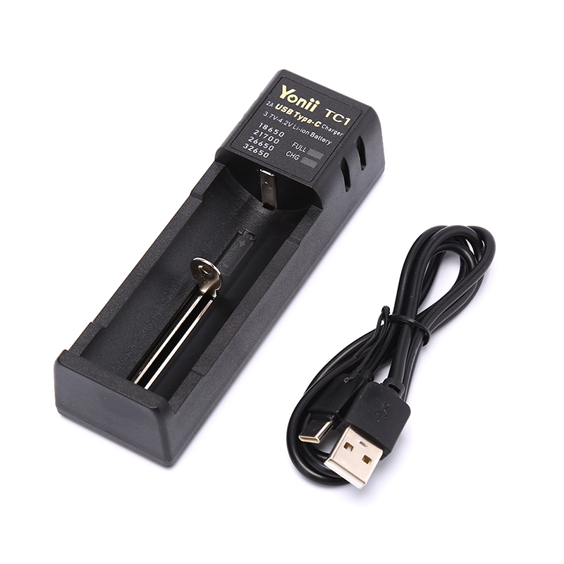 USB-C Smart Battery Charger Single Slots For 18650 21700 26650.etc Nimh Battery. 