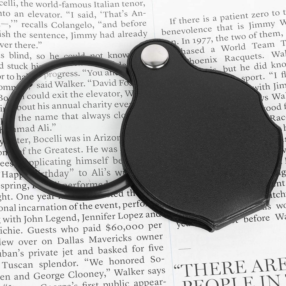 Folding Fold Away Pocket Magnifying Glass Magnifier Lens 3X Magnification Folding Leather Case Magnifying Glass. 