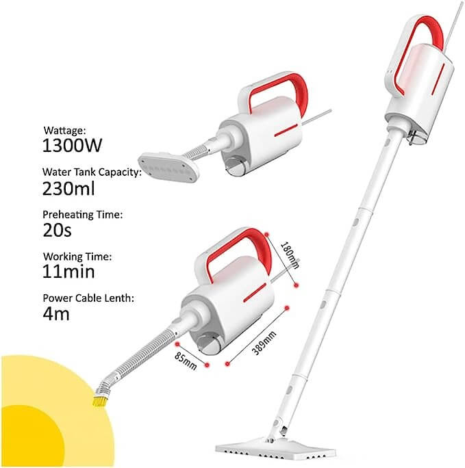 Xiaomi Deerma ZQ610 Multifunctional Handheld Steam Cleaner Anti-Dry Design Steamer Mop Sterilized Cleaner Removable Steam Mop. 