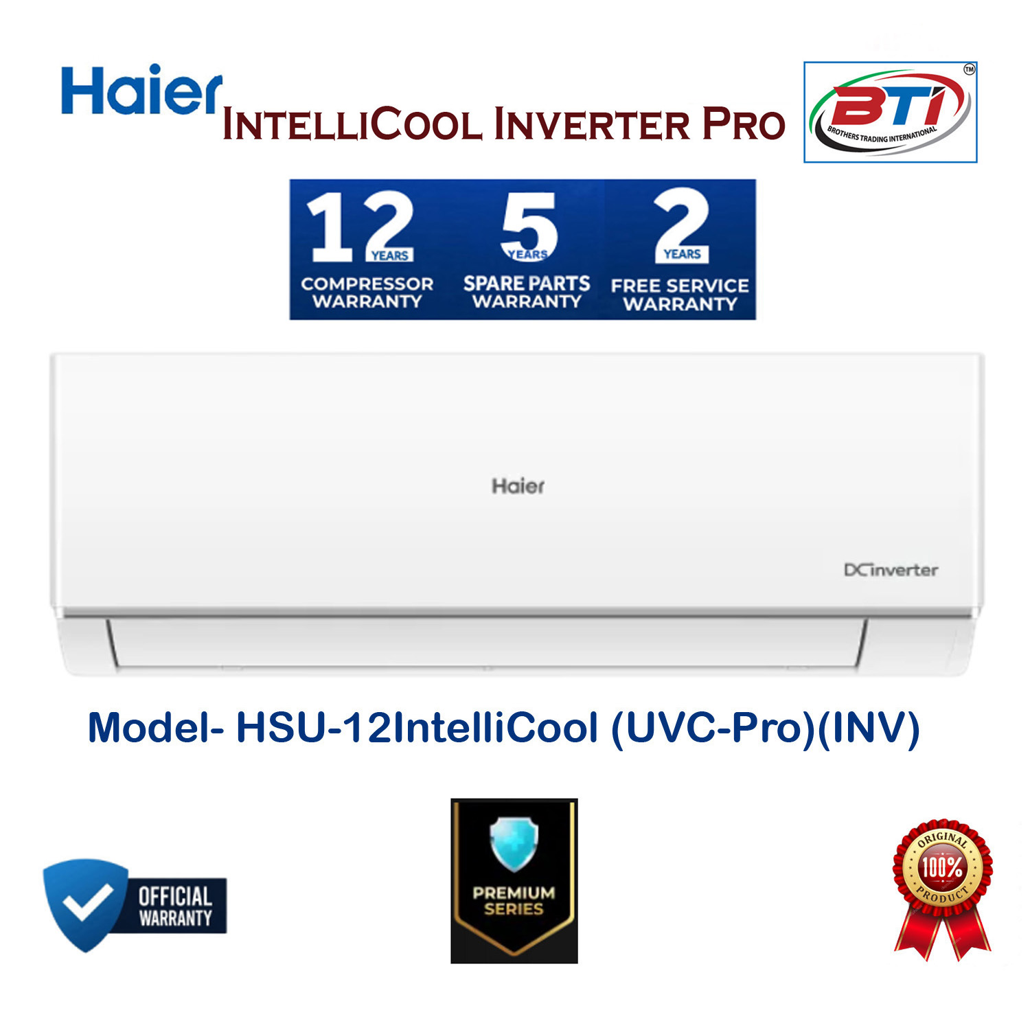 Haier 12IntelliCool Inverter Pro Model-HSU-12IntelliCool (UVC Pro)(INV)