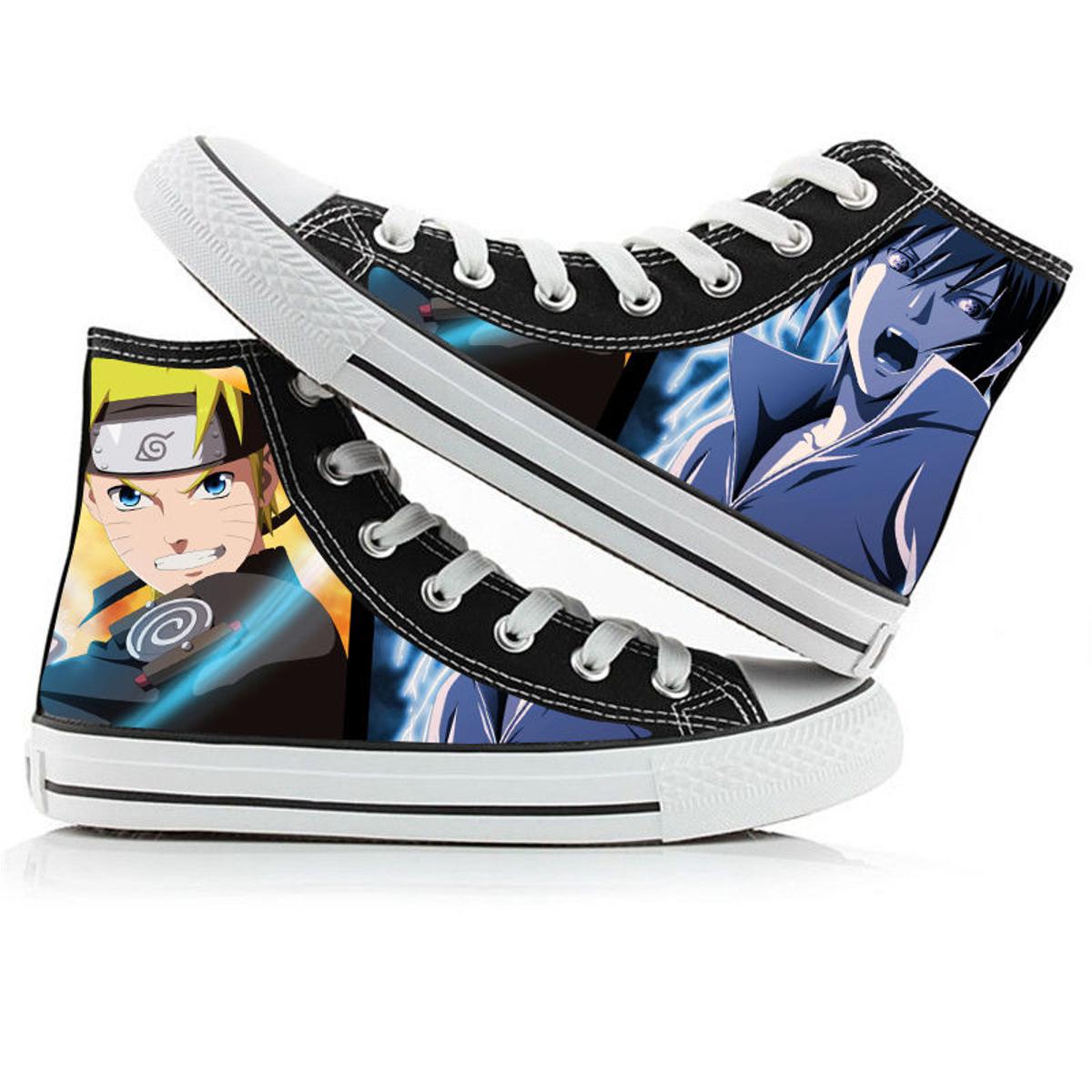 Naruto High-Top Canvas Shoes Japanese Anime Men and Women Couple Graffiti Casual Shoes