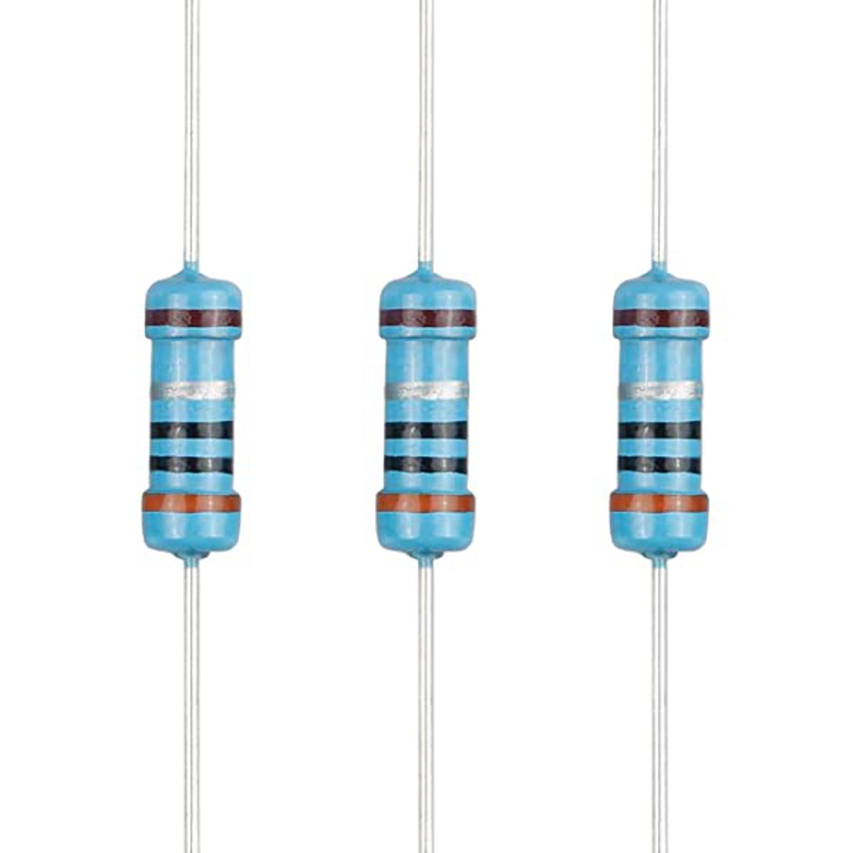 50Pcs- Tolerance 1% 22 Ohm Resistor 22 Ohm Carbon Film Resistor 22 Ohm 1/4W Resistance 0.25 Watt Fixed Resistors Passive Components Parts 2 Pin Leads