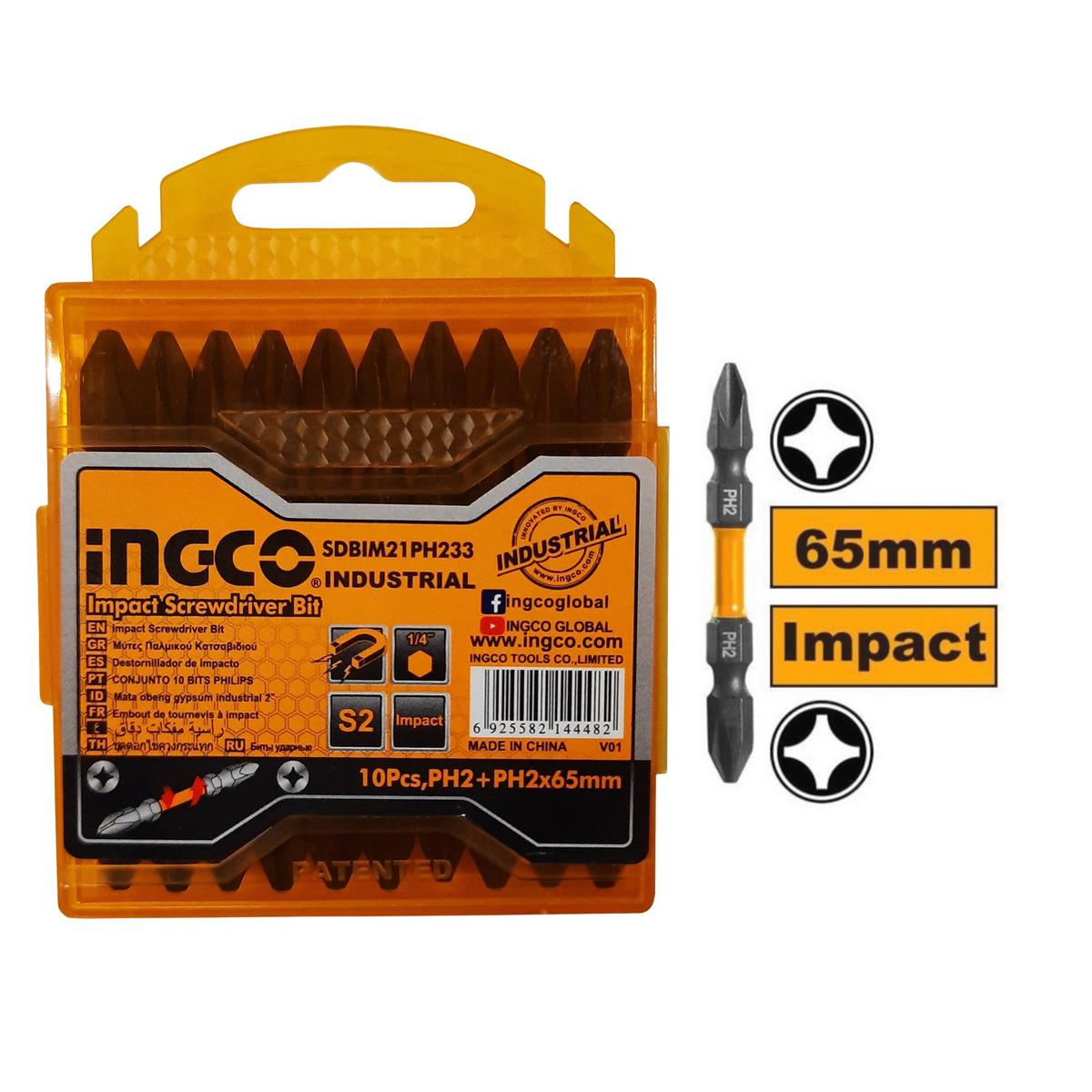 10 PCS IMPACT SCREWDRIVER BITS INGCO (SDBIM21PH233) new design. 