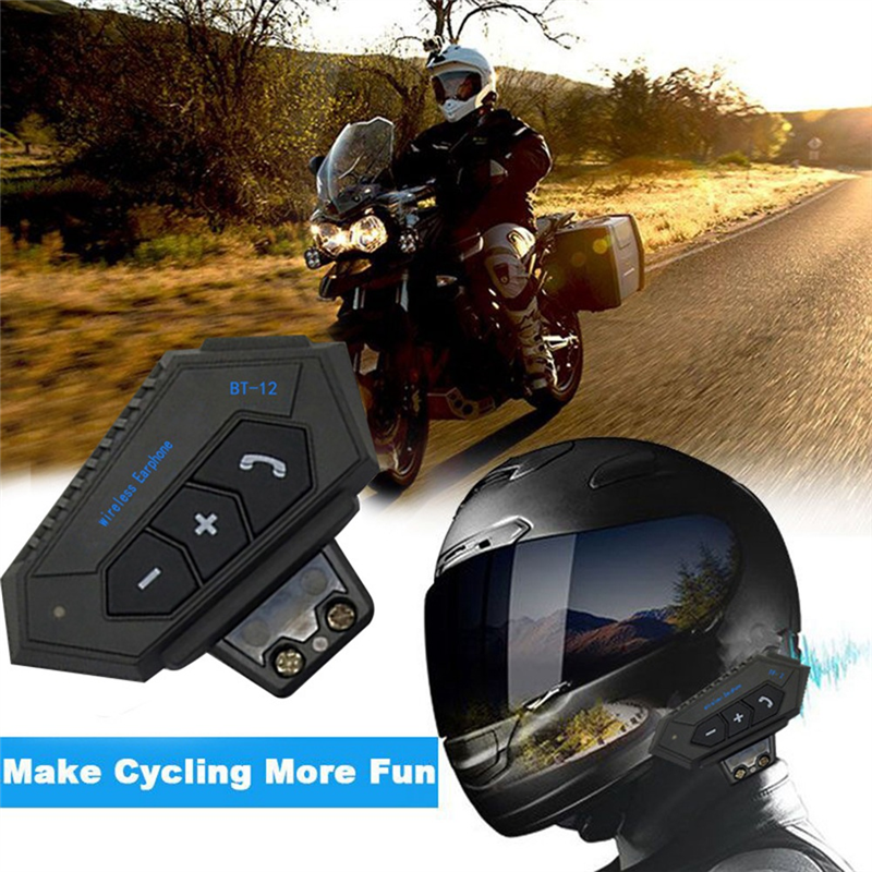 BT12 Motorcycle Helmet Bluetooth Headset Motorcycle Bluetooth Headset Noise Reduction Hands-Free Universal. 