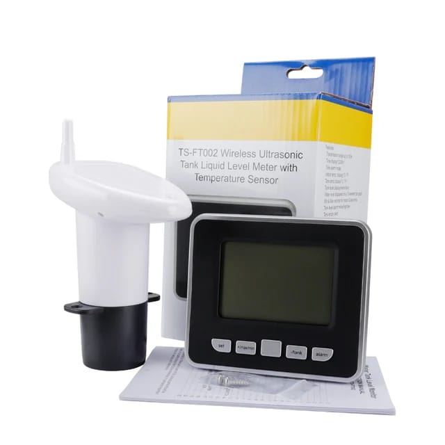 Ultrasonic Wireless Water Tank Liquid Depth Level Meter Sensor LED Display Black & White TS-FT002. 