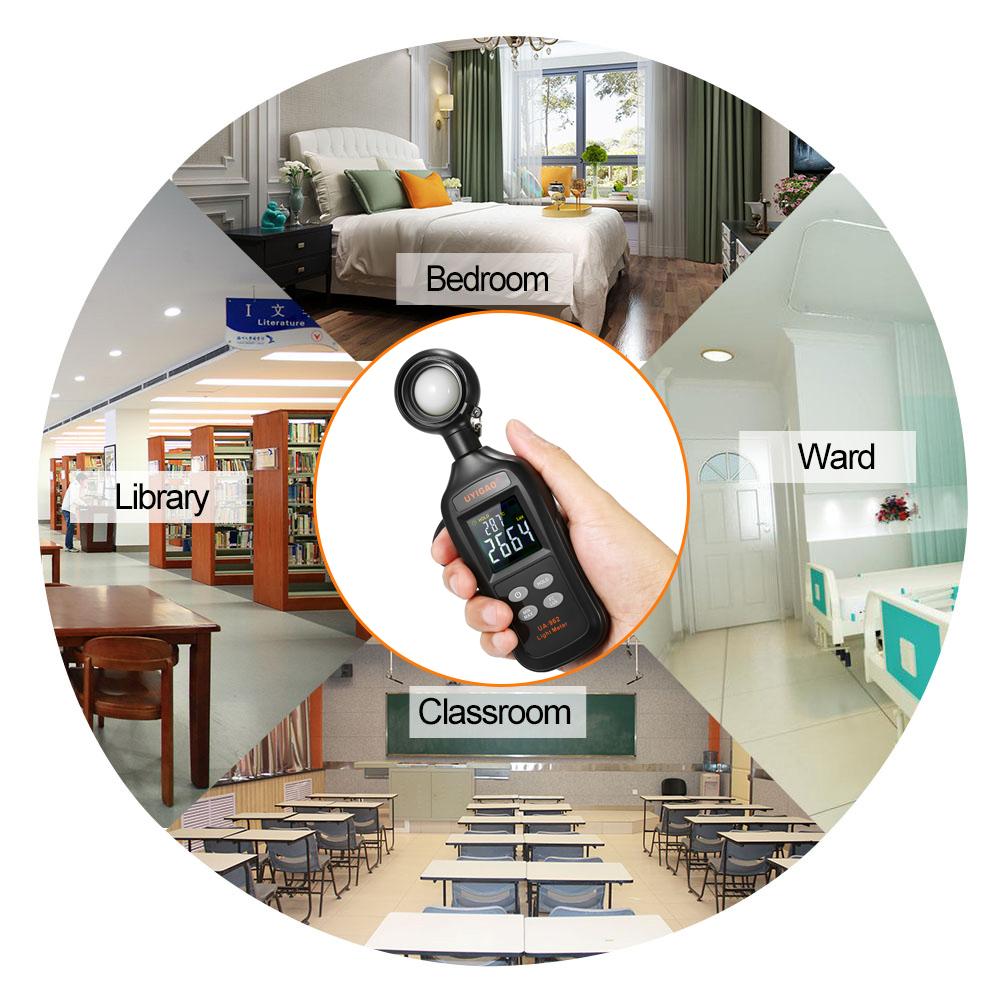 UYIGAO Mini Digital Lux Meter LCD Display Handheld Illuminometer Luminometer Photometer Luxmeter Light Meter 0-200000 Lux with Max/Min/Data Hold Mode. 