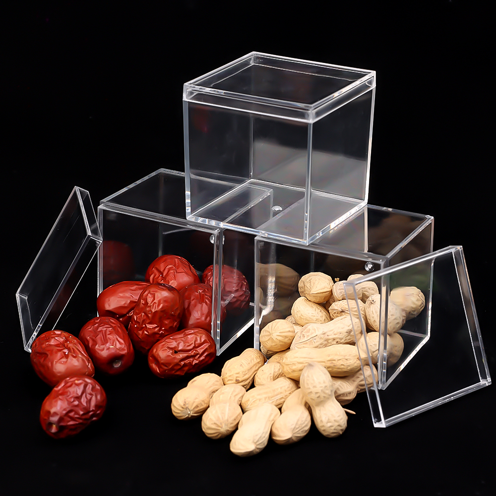 1/3/5pcs Clear Acrylic Candy Box Transparent Plastic Square Cube Box Chocolate Packaging Storage Containers Display Box. 