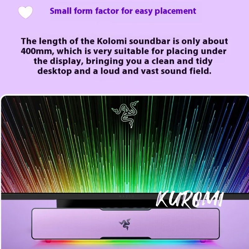 Razer Sanrio Kuromi Edition Gaming speaker Soundbar Compact Design - Chroma RGB -Bluetooth 5.0 - for PC/Laptop, Smartphones, Tab. 