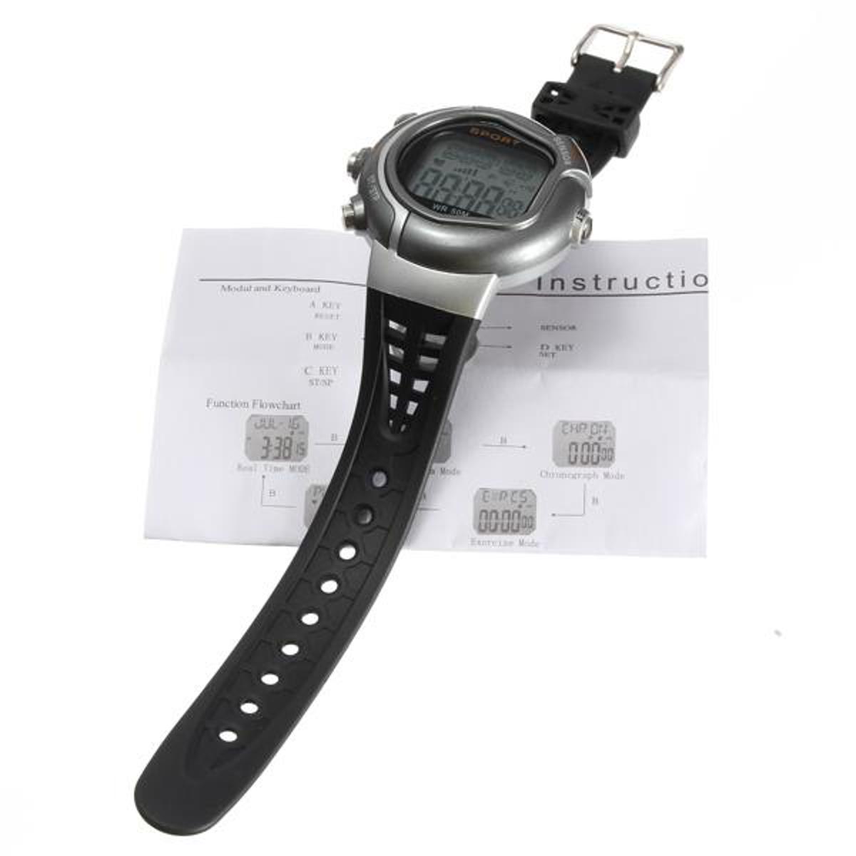 Fitness 5 Modes Sports Pulse Heart Rate Monitor Pedometer Calories Counter Watch
