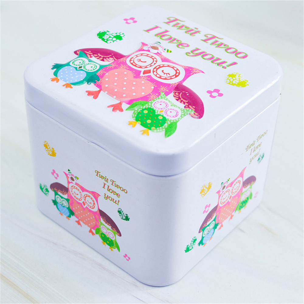 Square shape Cartoon tin box Cute Various colors Miniature design Mini storage can Small size Tin material Colorful jewelry box. 
