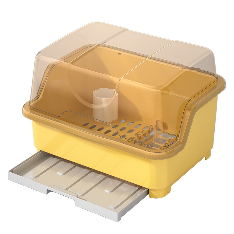 Dish Drainer Rack Dust-proof Plate Drying Rack with Lid drain rack Tableware Storage Box for Chopsticks Kitchen Organizer. 
