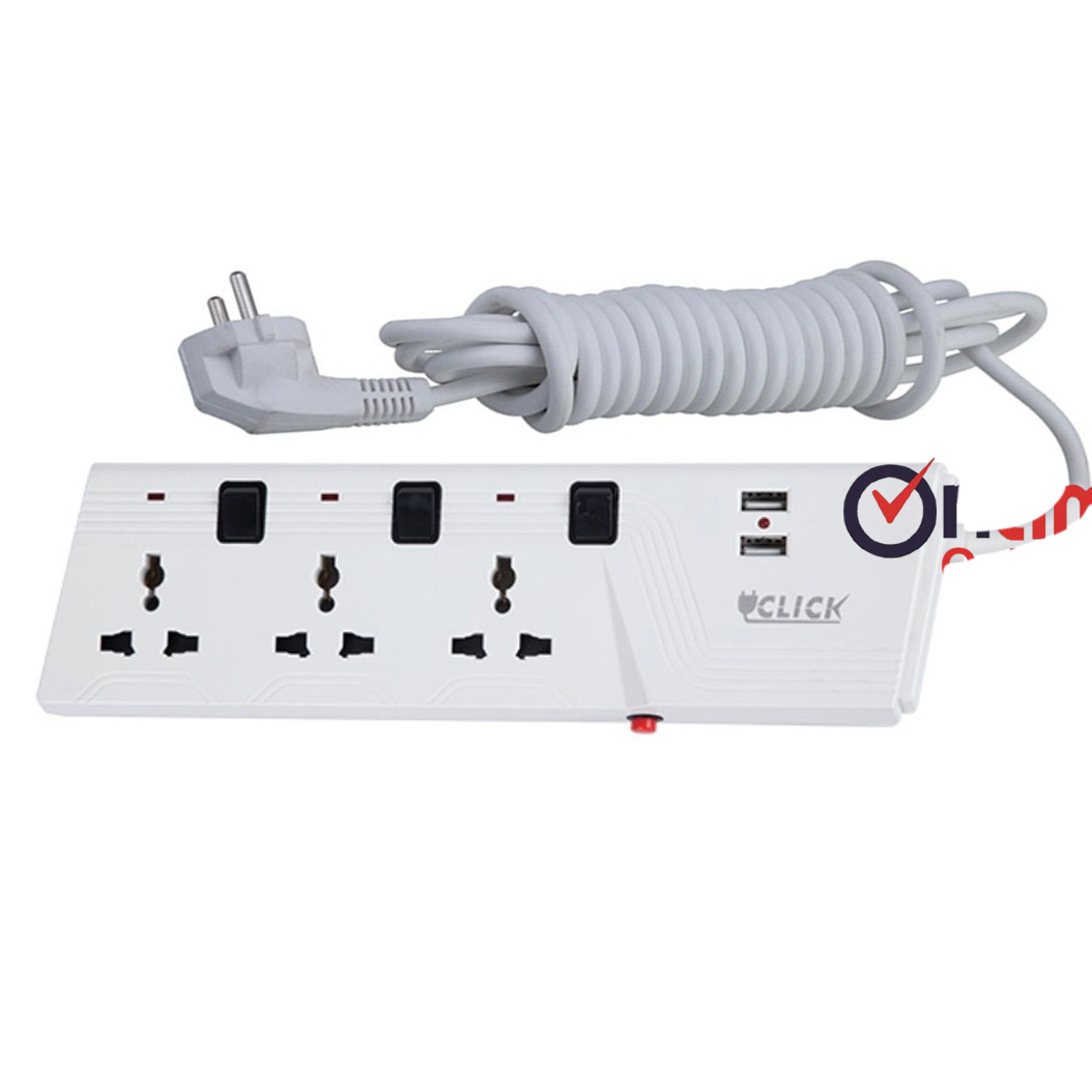 Click 3Port 10Feet Cable 2 Usb Port  2Pin, Multi Extension - Multi Plug. 