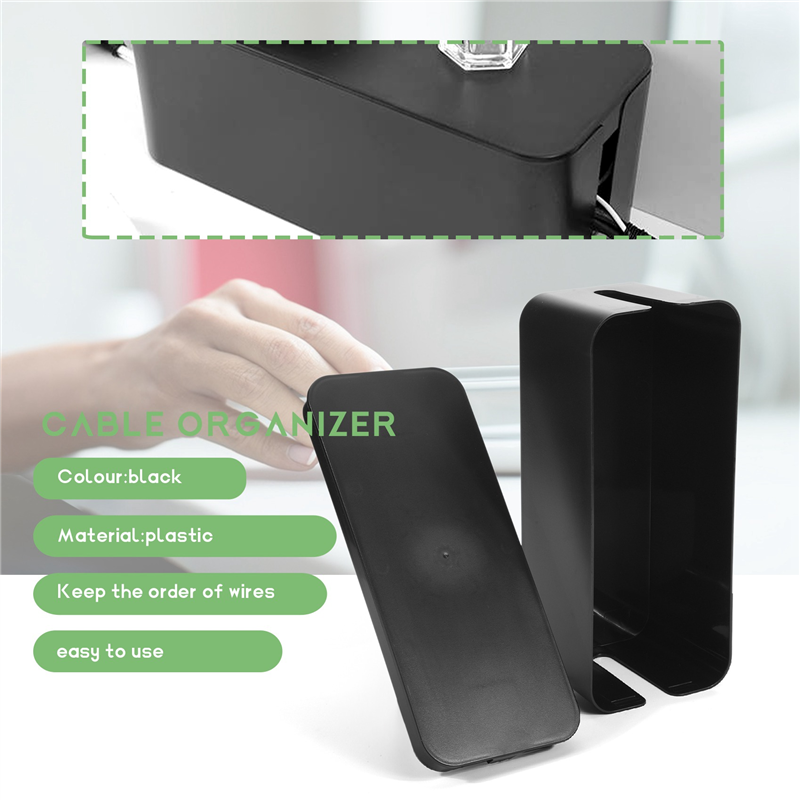 Cable Management Box, Wire Storage Box, Used to Hide the Power Strip, Suitable for Home/Office (Black). 