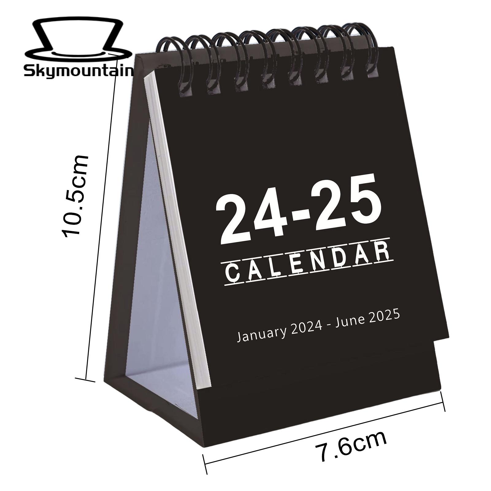 Smooth Page Turn Desk Calendar Small Desk Calendar 18 Month Jan 2024 to June 2025 Twin-wire Binding Home Office School Portable Desktop Calendar Mini Desk Calendar. 