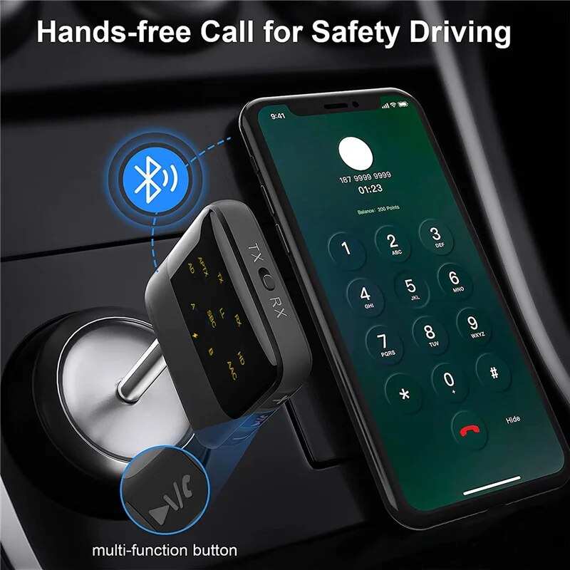 Aptx HD LL Low Latency Bluetooth Receiver Transmitter BT 5.2 RCA 3.5mm Jack AUX Wireless Audio Adapter Handsfree Call For TV PC. 