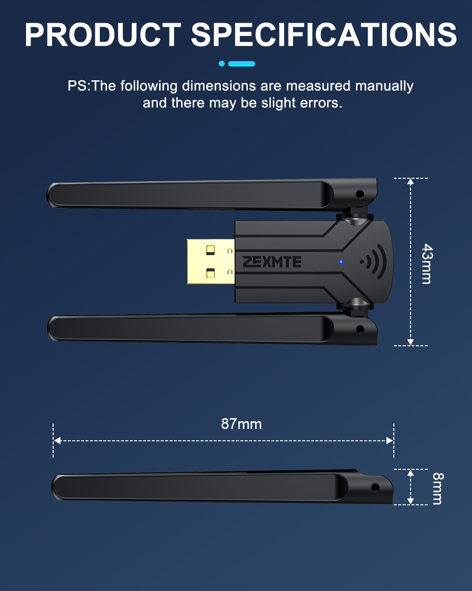 Zexmte 150M USB Bluetooth 5.1 Adapter Dongle Free Driver Adaptador Bluetooth Transmitter Dual Band Audio Receiver For Win 10/11. 