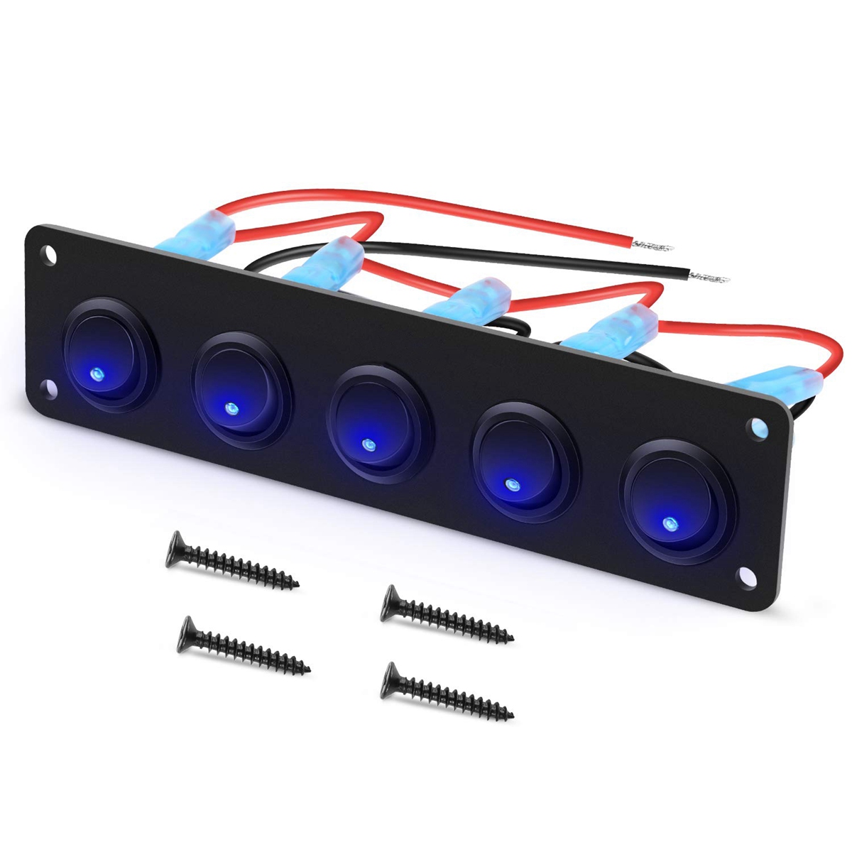 Waterproof Accessories Round Dash Rocker Toggle Switch Panel for RV Ship Yacht Marine Car Marine Ship Blue