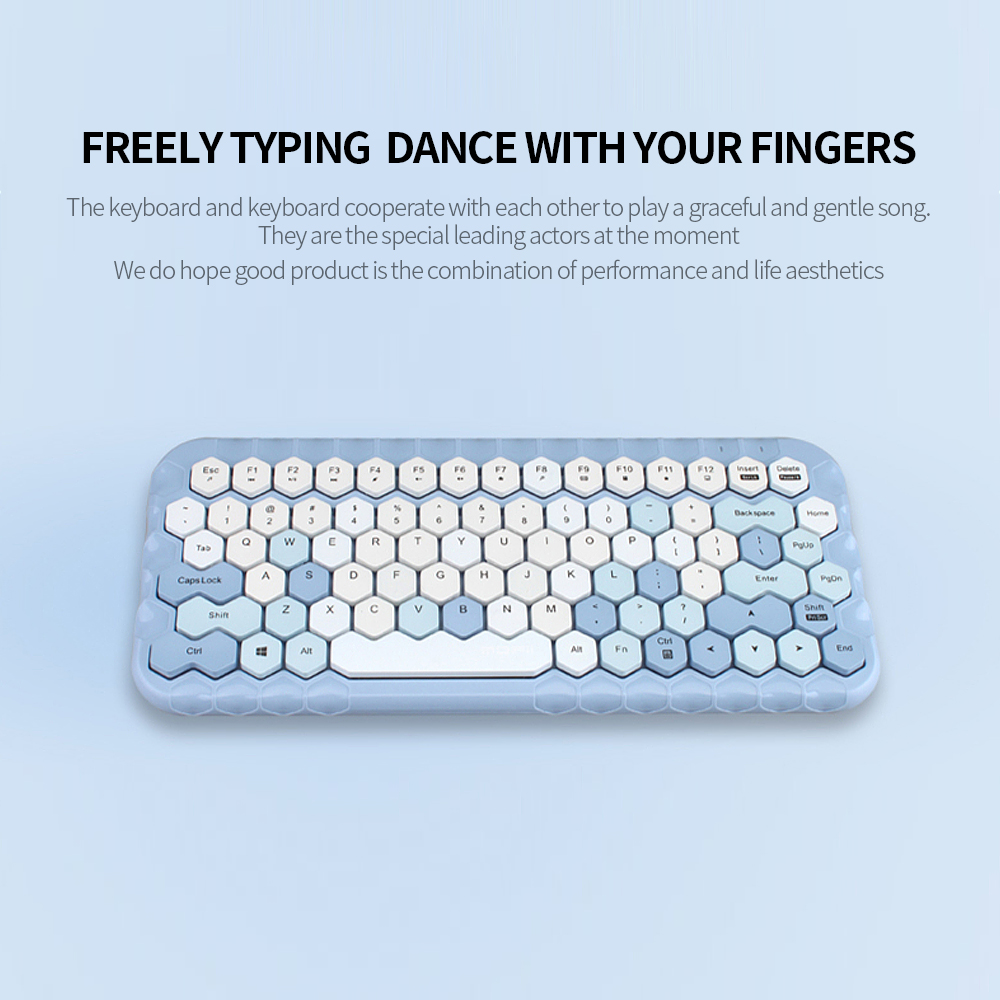 Mofii Honey Keyboard Mouse Combo Wireless 2.4G Mixed Color 83 Key Mini Keyboard Mouse Set with Honeycomb Key Caps for Girl Green. 