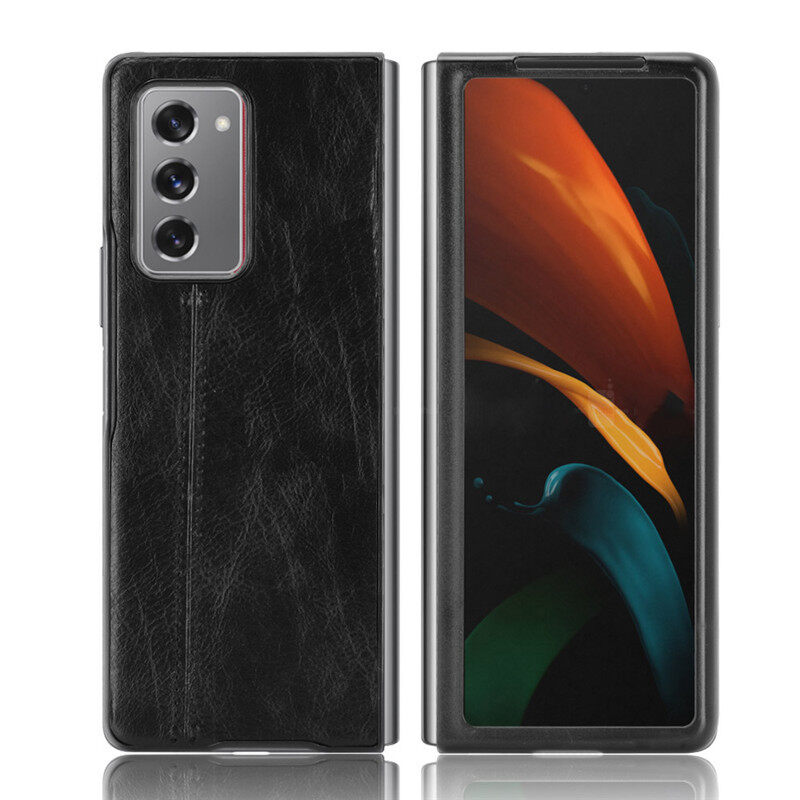 lthmy for Samsung Galaxy Z Fold2 5G Case Luxury Calfskin PU Leather lines Hard Back Cover