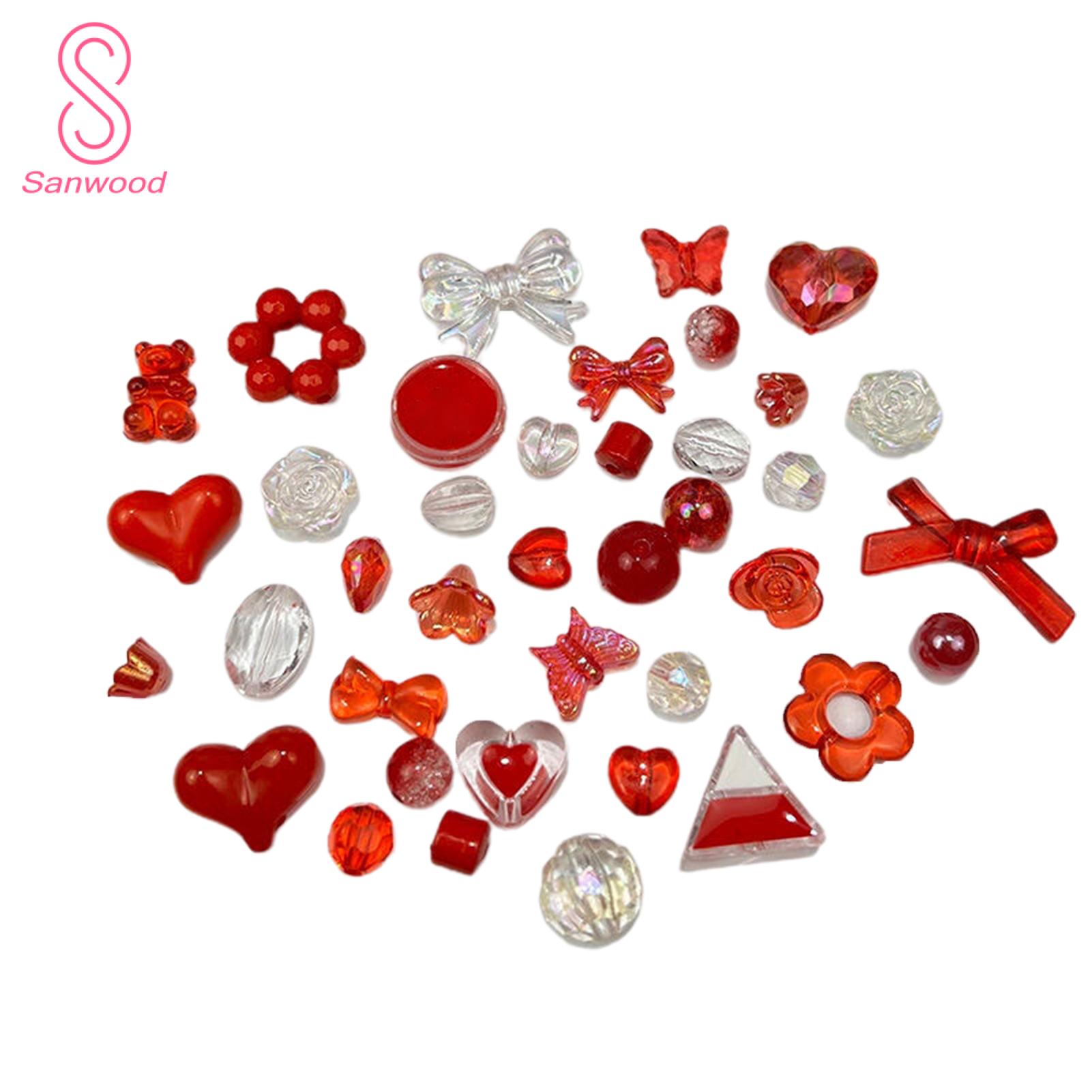 DIY Craft Beads Flower Multi-color Transparent Loose Beads. 